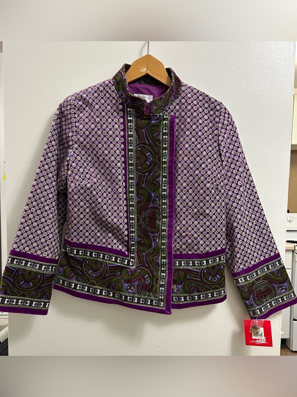 Isaac Mizrahi for Target Jacket Purple Velvet Paisley Jacket Blazer Size S